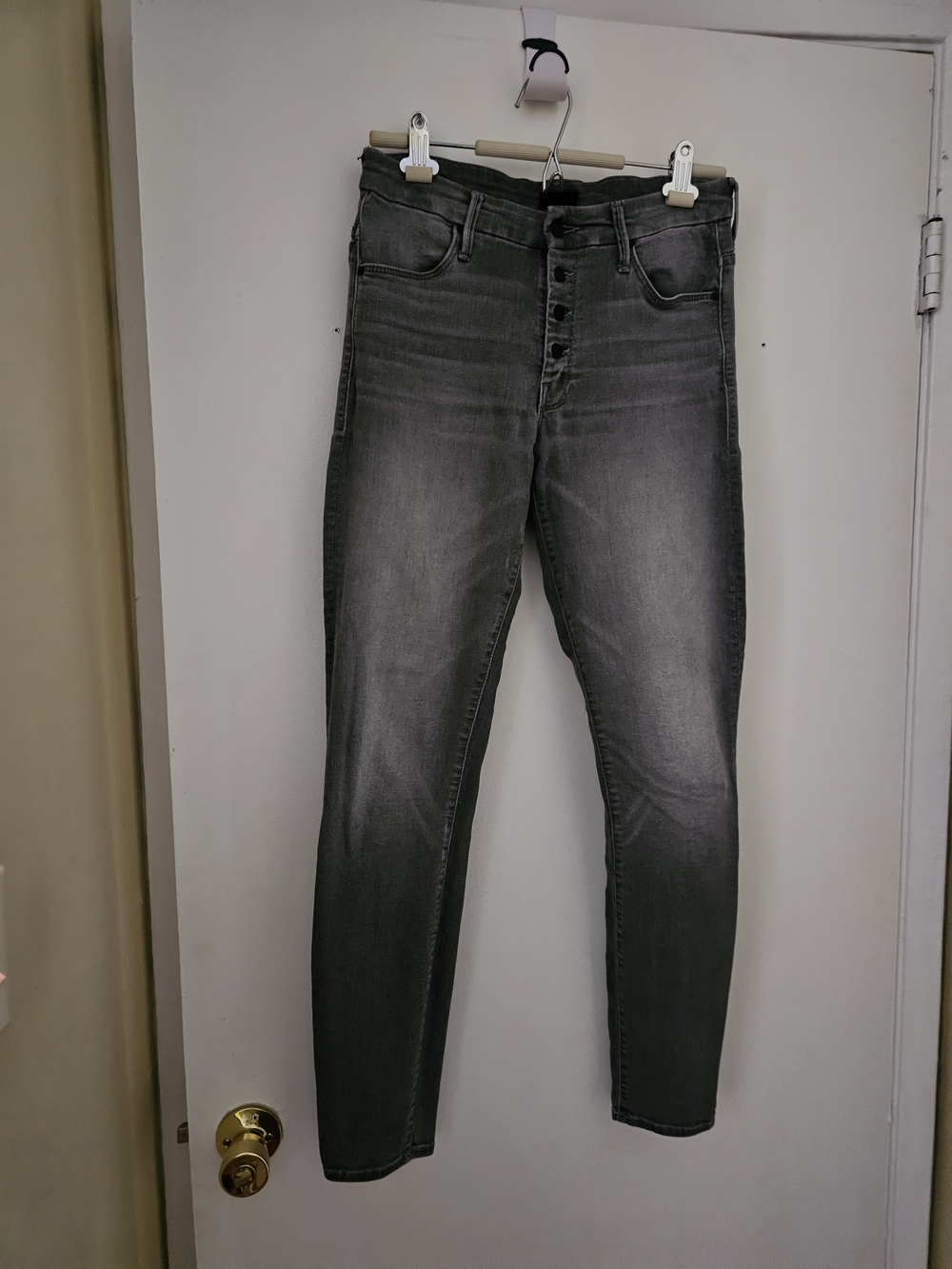 MOTHER High-Rise Skinny Ankle Jeans - Gray Wash